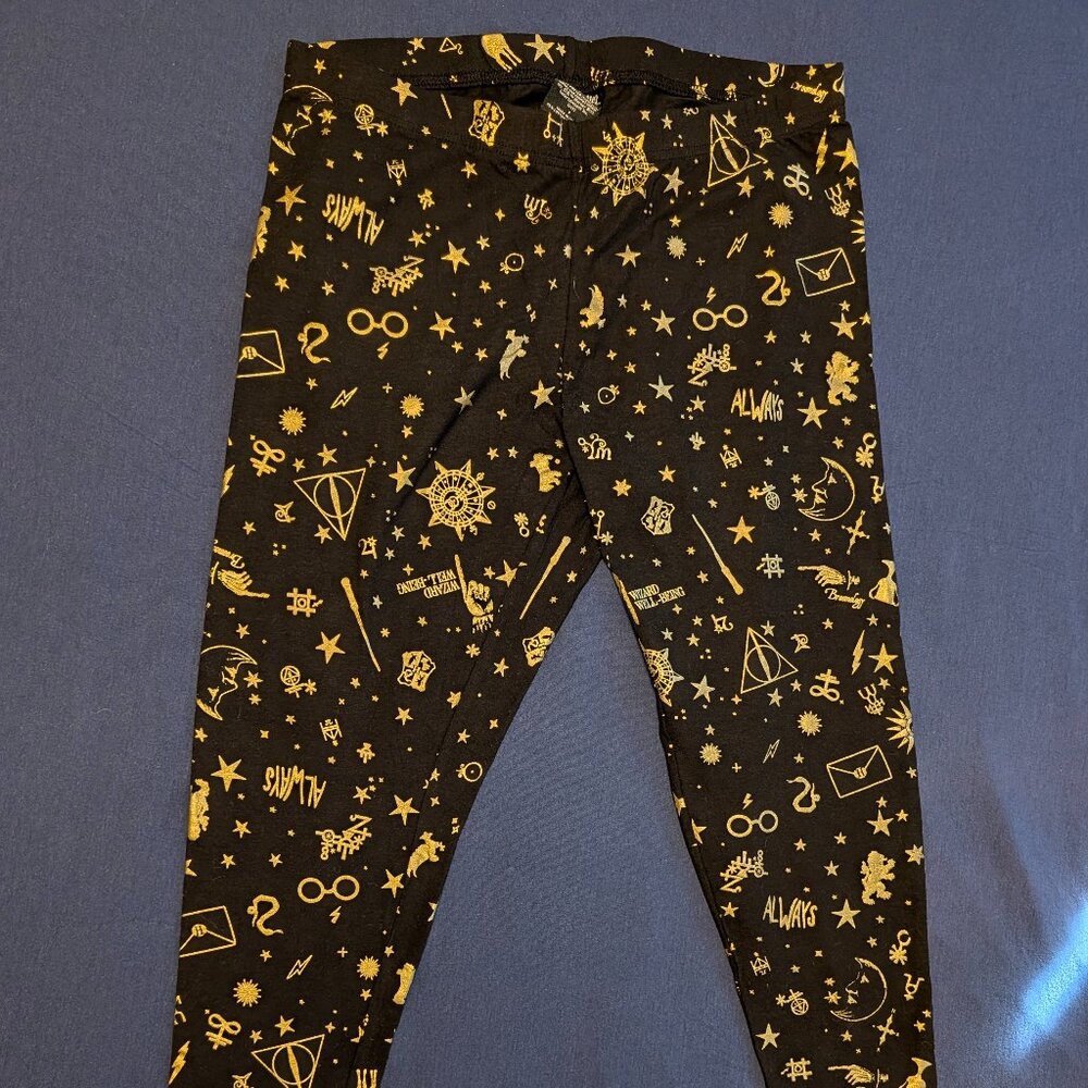Torrid Harry Potter Leggings | Black & Gold Wizard Print | Size 1 (14/16)